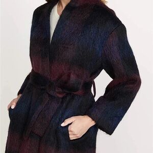 Vince Brushed Plaid Wool Coat